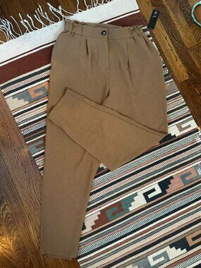 BCX High Rise Paperbag Waist Pants Tan Size Large NWT